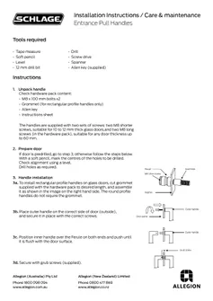 0000 Residential Schlage Entrance Pull Handle Installation Instructions.pdf