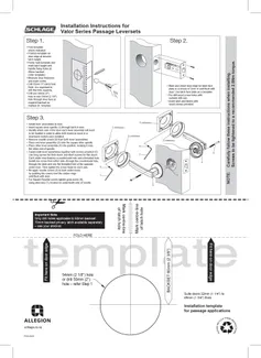 1809 Commercial Schlage Valor Passage Levers Installation Instructions