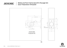 2105 Residential Schlage Form and Medio Series QuickFix Passage Set Door Installation Template