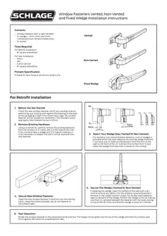 2408 Residential Schlage Window Fasteners Vented, Non-Vented and Fixed Wedge Installation Instructions