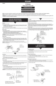 2409 Commercial Schlage D Series Lever Installation Instructions