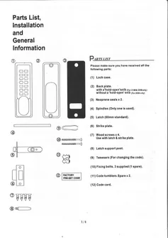 2409 Residential Schlage Digital Mechanical Lock Installation Instructions